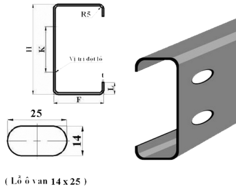 Sơ đồ thép tiết diện C